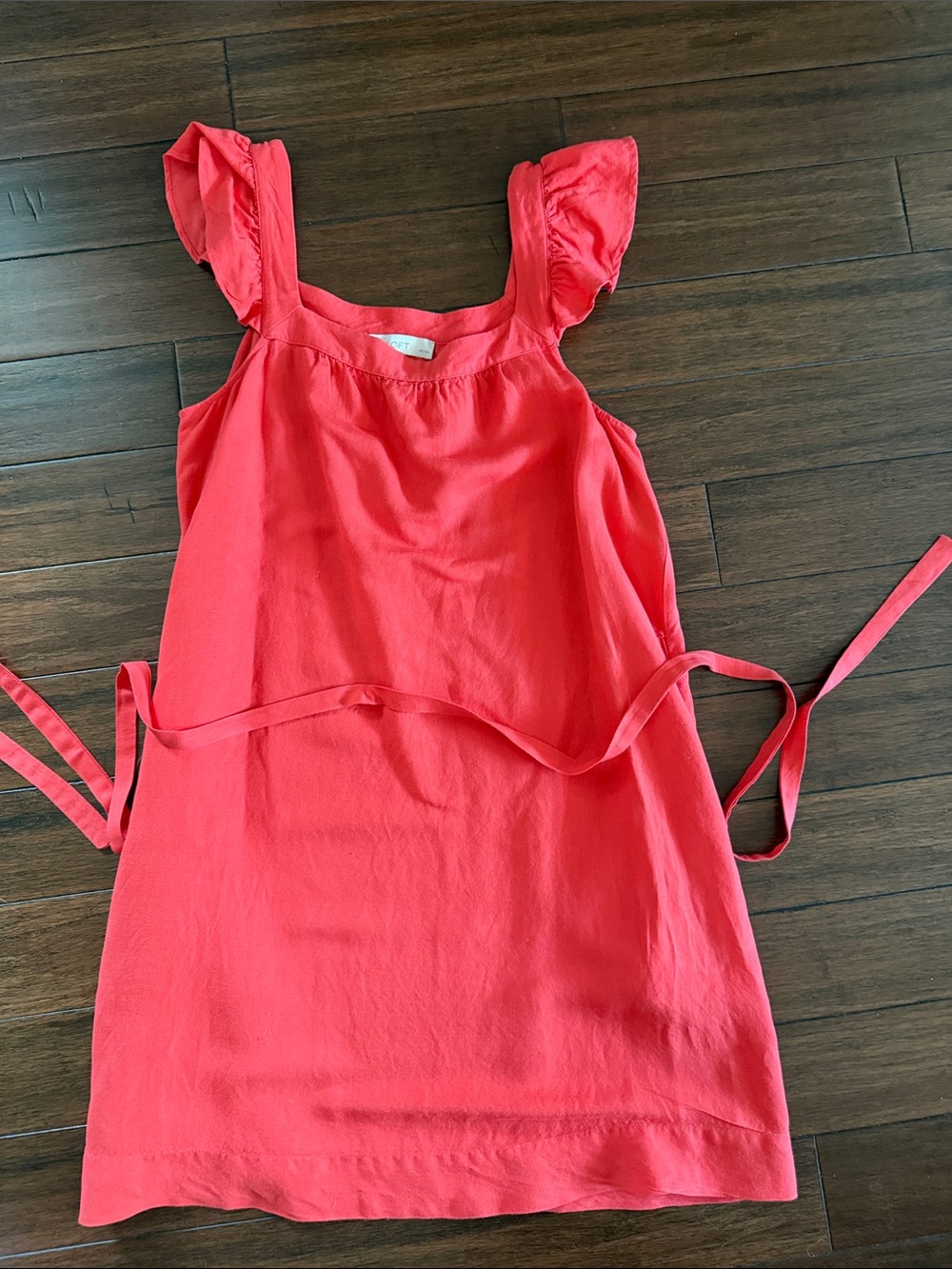 LOFT Coral Ruffle Strap Mini Dress